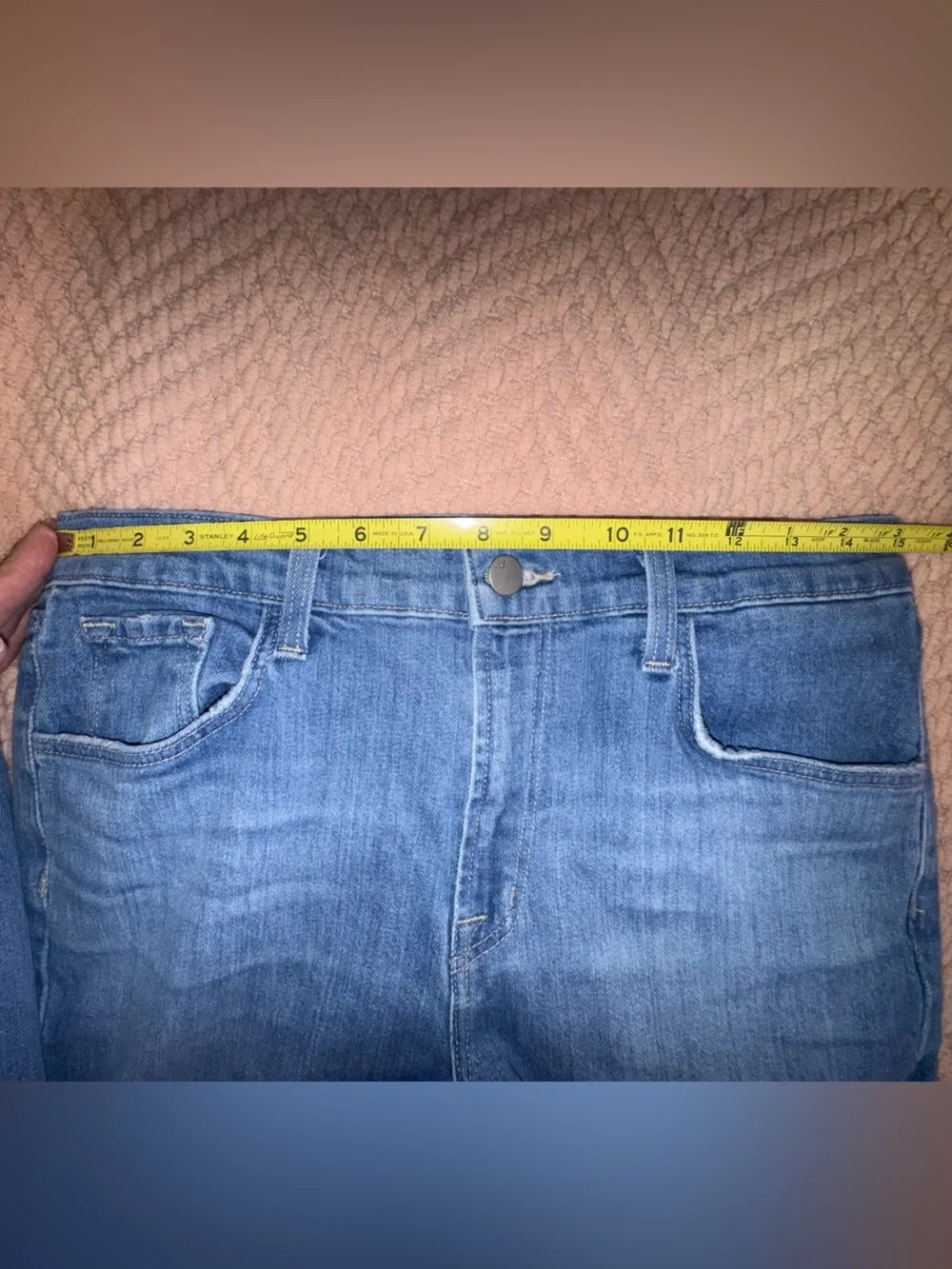 J Brand Ruby High Rise Crop Cigarette Jeans Lace Hem Blue Size 29
